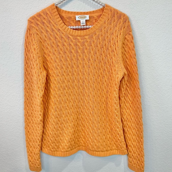 Talbots Sweaters - Vintage Talbots Yellow Orange Cable Knit Sweater
